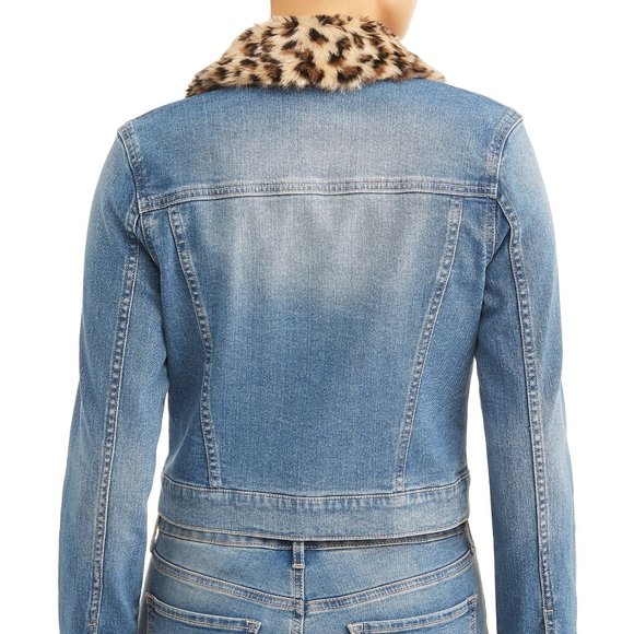 New Detachable Faux Fur Collar Denim Jacket - Picture 2 of 9